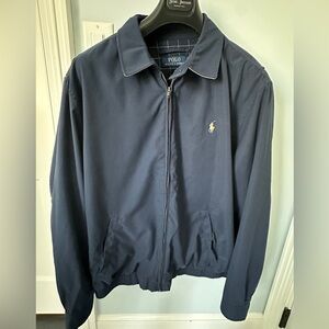 Polo Ralph Lauren Windbreaker Jacket Mens Size XL Navy Blue with plaid lining.